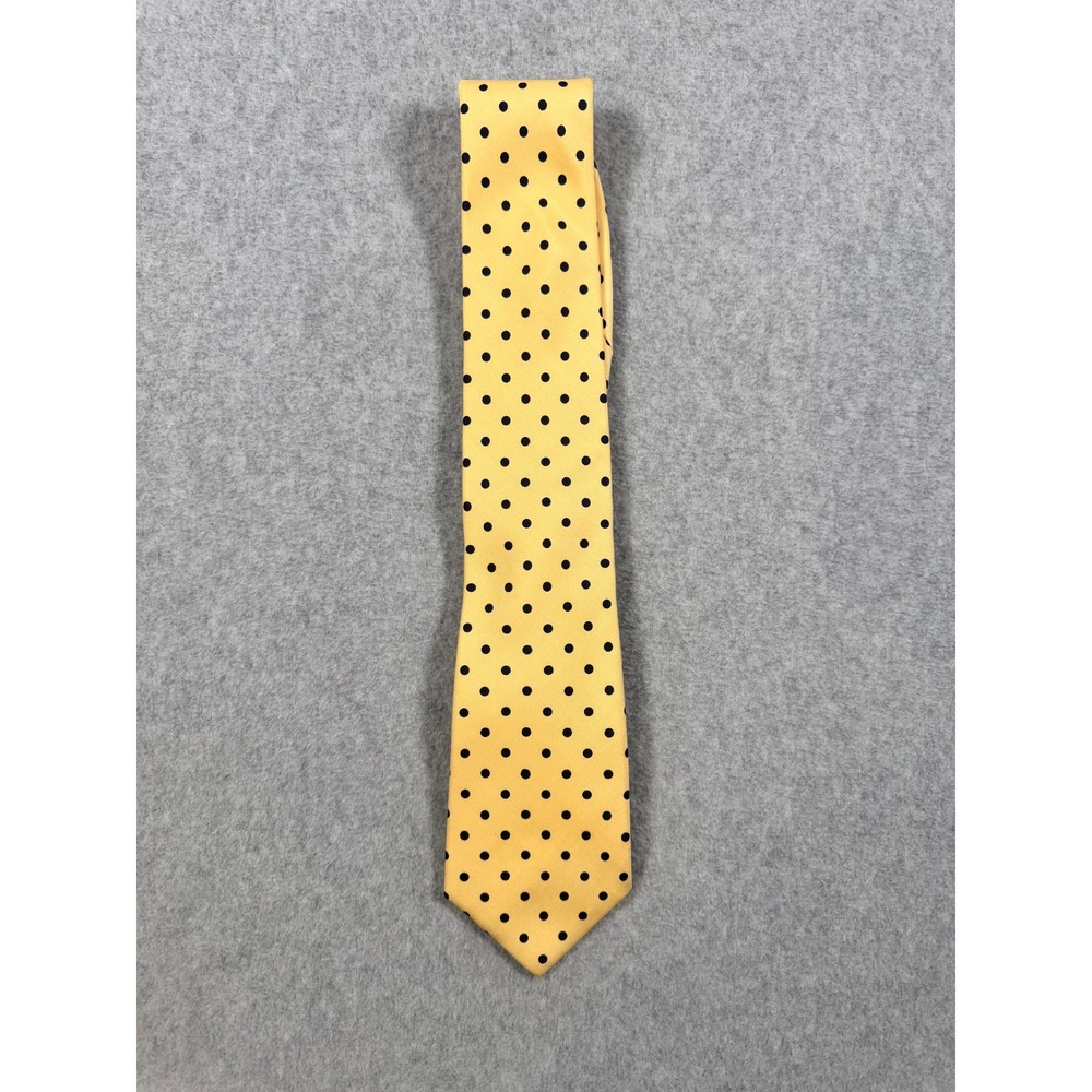 Burberrys of London Vintage Yellow Polka Dot Silk Tie Hand Sewn USA Mens